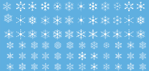 Elevate your winter designs with crisp, unique snowflakes against a serene blue. Perfect for holiday cards, backgrounds, and seasonal promotions.