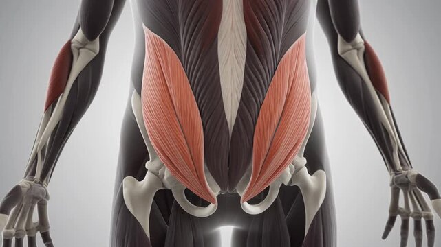 Anatomical animation of human iliacus muscle and iliac fossa