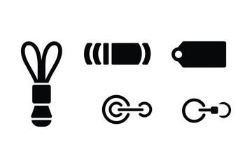 Collection of black and white icons representing various objects