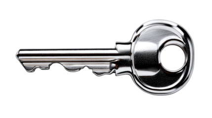 Key to Unlock Security: A close-up view of a shiny key. The image highlights the key's sleek design, representing security and access.