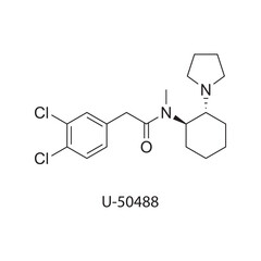 U-50488 Chemical Structure Illustration skeletal formula on white background. Simple chemical illustration.