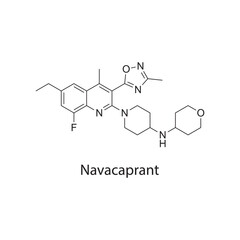 Navacaprant Molecular Structure Vector skeletal formula on white background. Simple chemical illustration.