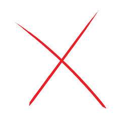 A Red x mark symbol on white background simple graphic illustration