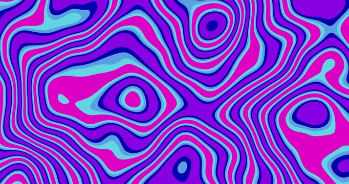 Psychedelic Fluid 2D Waves Abstract Animation in Vibrant Neon Colors