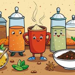 illustration of a pot with spices