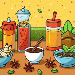 set of various spices