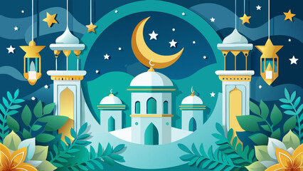 illustration of mosque in the background