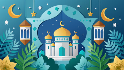 illustration of mosque in the background