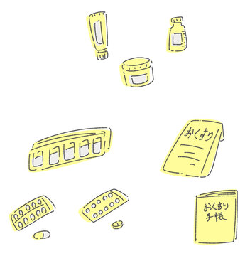 いろいろな薬のイラスト　単色