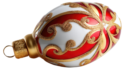 Festive Bauble's Festive: A beautifully crafted holiday ornament, a blend of red, gold, and white. This bauble is a perfect symbol of winter celebrations.
