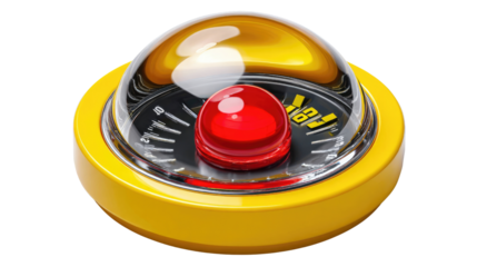 Alert Indicator: A stylized close-up captures a striking alert indicator, its prominent red beacon glowing amidst a modern design, signifying urgency or critical information. 