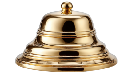 Golden Service Bell: A close-up view of a gleaming golden service bell, capturing its elegant design and luxurious appeal, symbolizing calls for attention and service.