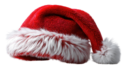 Festive Santa Hat: A classic red Santa hat with a fluffy white trim, evoking the warmth and excitement of the holiday season.