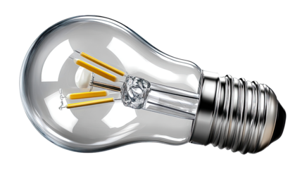 Illuminating Idea: A close-up shot of a modern LED light bulb, symbolizing innovation and energy efficiency, resting against a neutral backdrop. 