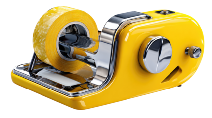 Vibrant Tape Dispenser: A close-up shot of a brightly colored tape dispenser, showcasing its design and utility.