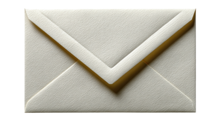Envelope: An elegant ivory envelope, presented against a clean backdrop, capturing the essence of correspondence and communication.