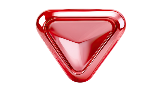 Abstract Red Icon: A glossy, red, triangular icon, embodying concepts of direction, focus, and innovation. The perfect representation of technology. - Powered by Adobe
