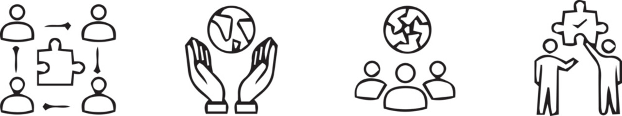 handshake icon set, Soul brother handshake icon, Heart handshake icon in different style, vector illustration