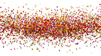 Naklejka premium Confetti Burst: A vibrant explosion of colorful confetti particles, dancing freely in the air, creating a festive spectacle of joy.