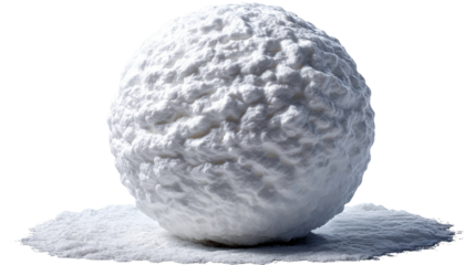Snowball Sphere of Winter: A pristine snowball rests atop a soft bed of powdery snow, embodying the purity and quiet of winter.