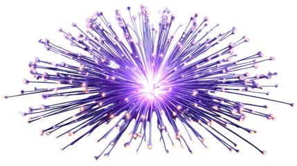 Fiber Optics Burst: A vivid display of fiber optic threads converging toward a central point, illustrating the essence of data transmission and digital connectivity.