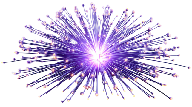 Fiber Optics Burst: A vivid display of fiber optic threads converging toward a central point, illustrating the essence of data transmission and digital connectivity. - Powered by Adobe