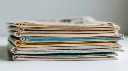 Stack of Academic Journals on a Neutral Background Showcasing Research Topics With Space for Text Details