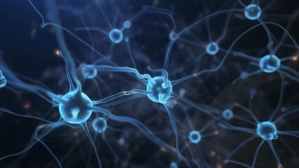 Abstract visualization of interconnected neurons and neural networks, representing brain activity and complex biological systems - Powered by Adobe