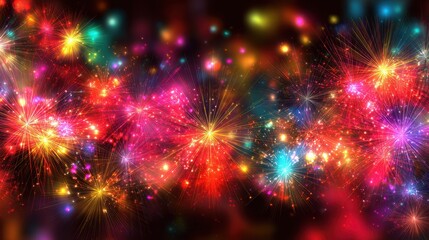 Fototapeta premium Brilliant bursts of color fill the night sky during a festive event creating a lively atmosphere.