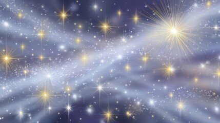 Obraz premium A stunning display of twinkling stars against a vast vibrant sky with luminous clouds swirling gracefully.