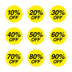 Yellow discount label set