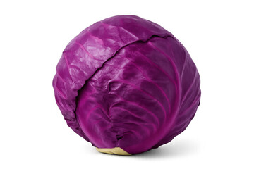 Obraz premium Whole red cabbage head showcasing vibrant purple leaves for healthy eating and raw food ingredients on transparent background