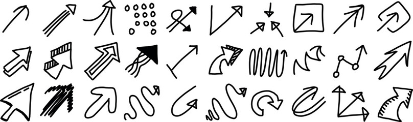 Set of Outline Arrows for Modern UI Design