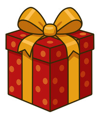 Christmas gift box illustration. Red box with bow