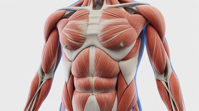 Anatomical illustration of human transversus abdominis muscle