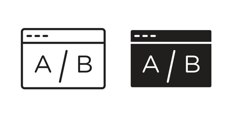 A B test icons collection. Thin linear and black flat icons © jota