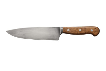 Chef knife with wooden handle and sharp stainless steel blade for professional cooking preparing food cut chopping ingredients