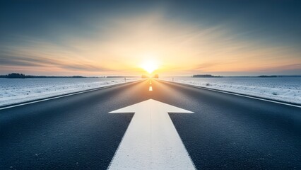 Fototapeta premium driving line with beautiful sun view