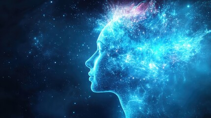 Fototapeta premium Quantum AI Consciousness Evolving Within Cyberspace.