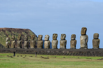 Moai statues at Ahu Tongariki, Easter Island, Chile