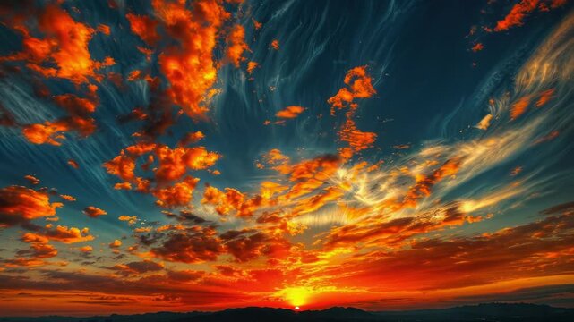 Video A beautiful sunset scene with the sun dipping into the ocean