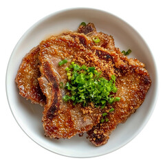 Crispy hainanese pork chop isolated on transparent background