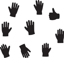 Nine hand activity symbol black silhouette vector icon on white background