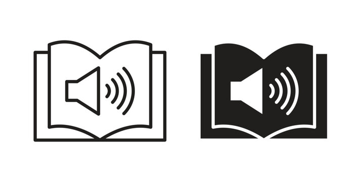 Audio book icons on white background. Line vector sign, symbol for web and mobile