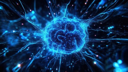 Obraz premium Artificial Intelligence Core Glowing with Neural Energy.