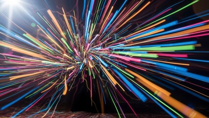 Abstract Burst of Colorful Light Streaks.