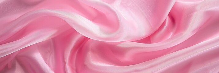 Obraz premium Soft pink satin displaying a smooth texture with elegant folds and gentle creases. Creates a luxurious backdrop suitable for high-end fashion or beauty themes