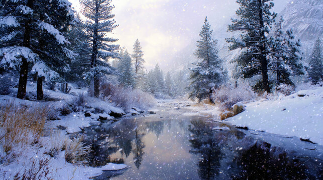 &ldquo;A serene winter landscape covered in snow, capturing the crisp, peaceful beauty of the season and the quiet charm of a winter wonderland.&rdquo;