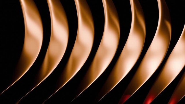 Smooth Flow Abstract Golden Metallic Waves Seamless Loop Motion Background 4K Fluid bronze ribbons create an elegant and dynamic visual design for