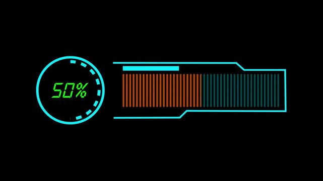 This circular tech-themed loading animation features glowing cyan accents and digital text, optimized as a futuristic progress indicator for next-generation application workflows